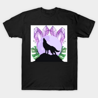 Crystal Ball Wolf with Plants T-Shirt